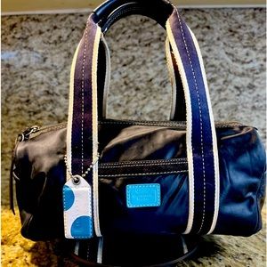 EUC Coach Hampton Duffel Shoulder Bag black nylon and suede